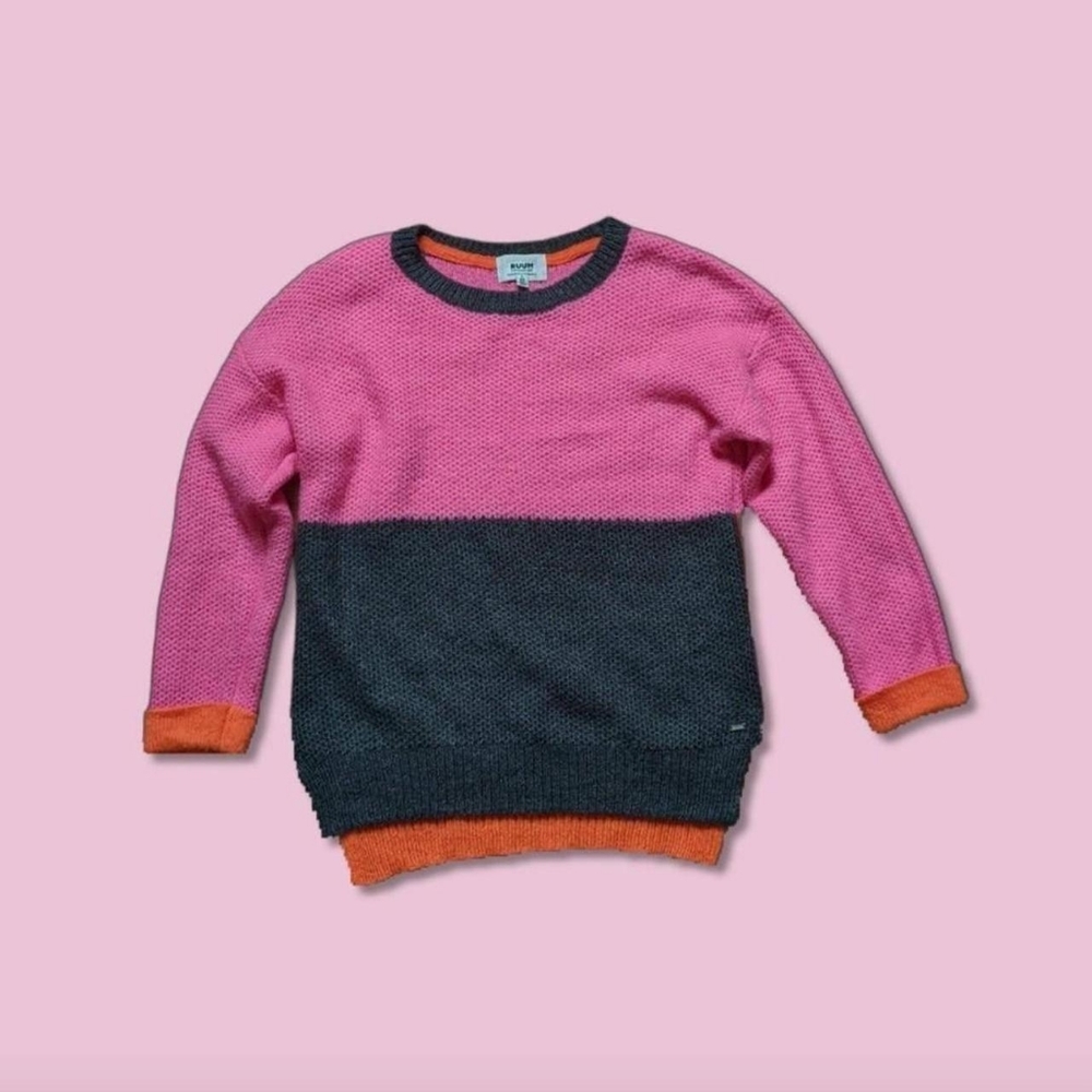 RUUM KNIT MOHAIR COLORBLOCK SWEATER YOUTH LARGE